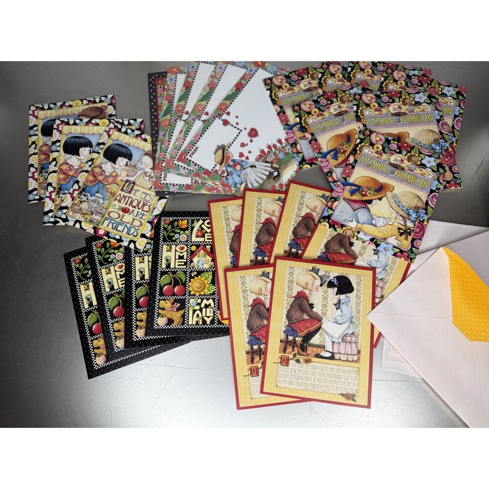 Vintage Mary Engelbreit Stationary Large Variety Envelopes Cards Floral
